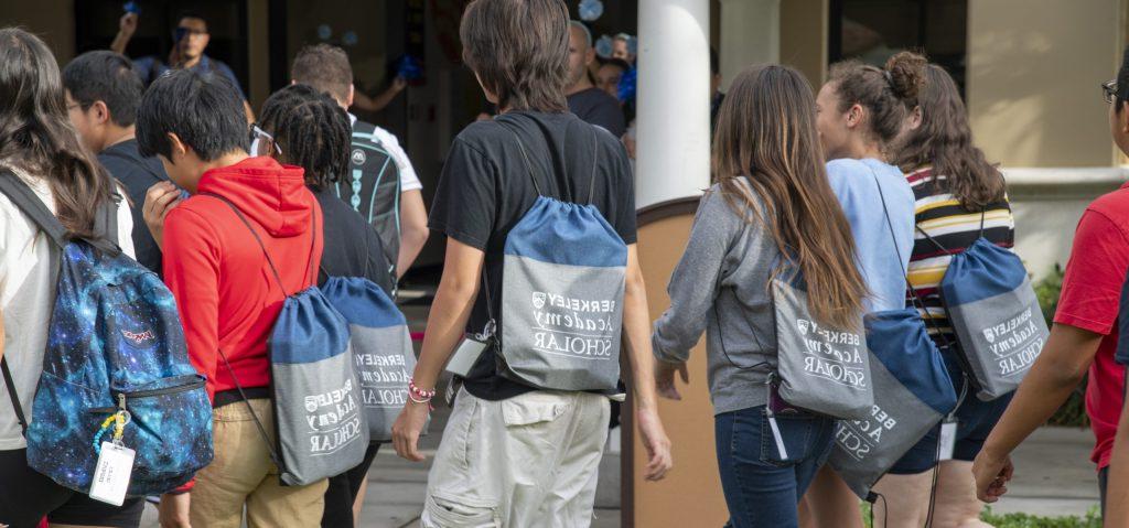 berkeley academy group of students walking, private school